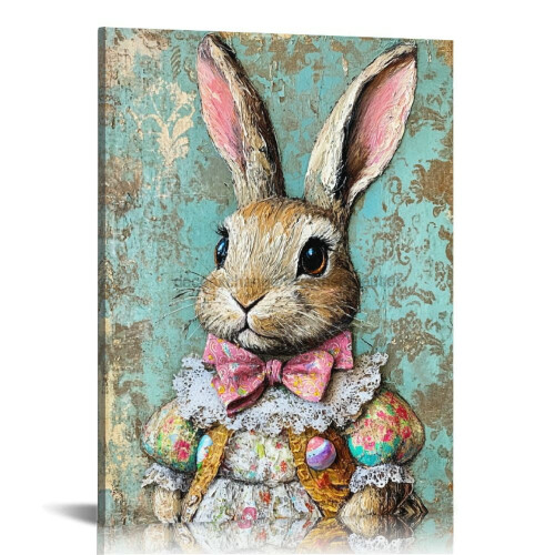 Vintage Easter Bunny Canvas Wall Art Print