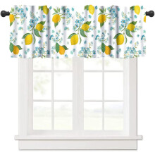 Lemon Floral Window Valance Vintage Tropical Fruit Design