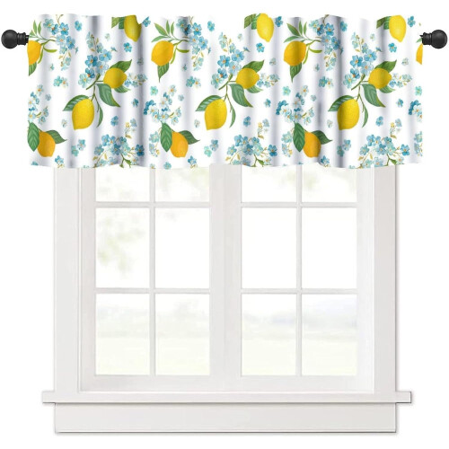 Lemon Floral Window Valance Vintage Tropical Fruit Design
