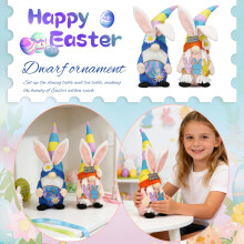 Easter Bunny Gnome Plush Doll Set with Rabbit Ears Hat and
