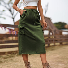 Gonna da donna in denim stile utility con elastico in vita e linea ad A.