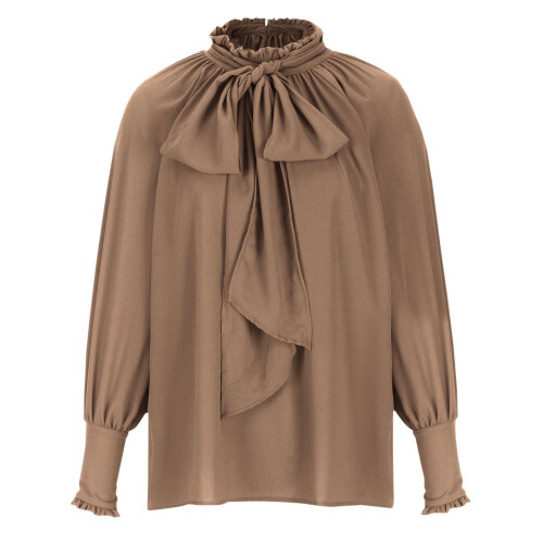 Women's Bow Tie Mock Neck Blouse Long Sleeve 2