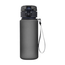 Garrafa de água esportiva preta de 400ml, à prova de vazamentos, com alça.