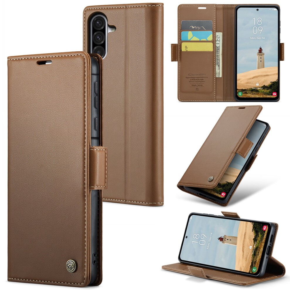 Caseme Leather Wallet Case For Samsung Galaxy A36 5G Brown 975221430489