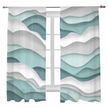 Sheer Curtains Teal-Turquoise Gradient 52x63 Inch Voile
