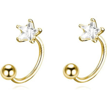 Sterling Silver Star Half Hoop Earrings for Women 1 Pair