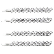 Rhinestone Bobby Pins Clear Crystal Metal 4-Pack Silver