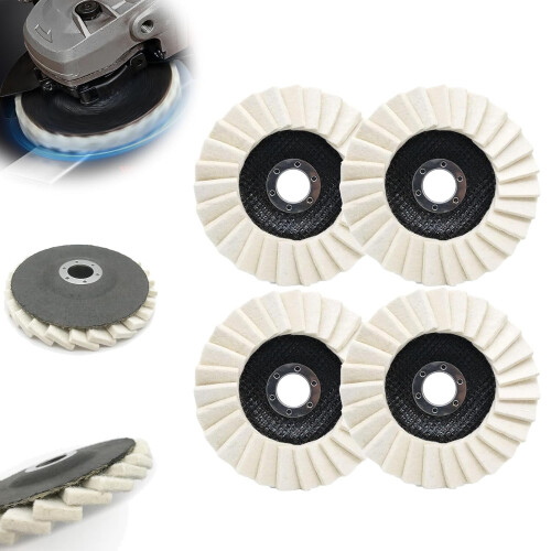Wool Felt Flap Polishing Discs 4.5 in 4 pcs