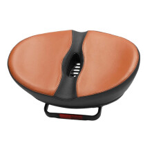 Bike Seat Cushion PU Wide Saddle Noseless Brown