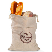 Cotton Bread Storage Bag with Drawstring Red