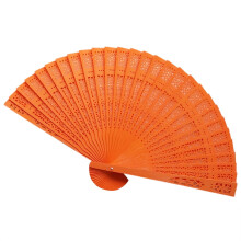 Sandalwood Fan Wooden Wedding Fan Orange 20 cm