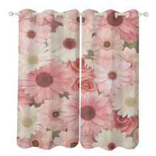 Floral Watercolor Blackout Curtains Grommet Thermal 2 Panel