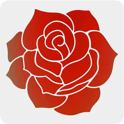 Rose Flower Stencil Reusable 12x12 Inch White