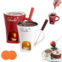 Sweet Fondue Cup Ceramic Chocolate Melting Cup with Forks