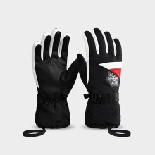 Unisex Ski Gloves Windproof Warm Sheepskin Palm Red L