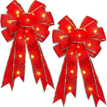 Nœuds décoratifs pour sapin de Noël en velours de soie (2 pièces)