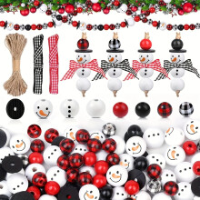 Snowman Wood Beads Christmas DIY Craft 80 pcs