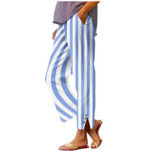 Women's Light Blue Striped Wide-Leg Pants XL