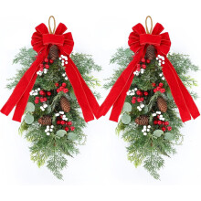 Guirlande de Noël artificielle en forme de larme avec pommes de pin et