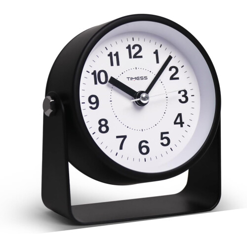 Analog Alarm Clock with Snooze and Light Black
