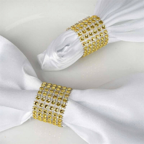 Ronds de serviette en forme de diamant, décoration de table dorée, 10 pièces 1