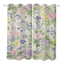 Floral Flower Curtains Eco-Friendly 2 Panel Set