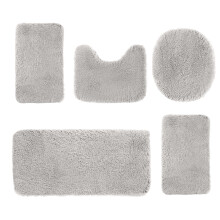 Ensemble de tapis de bain antidérapant à poils longs 5 pièces