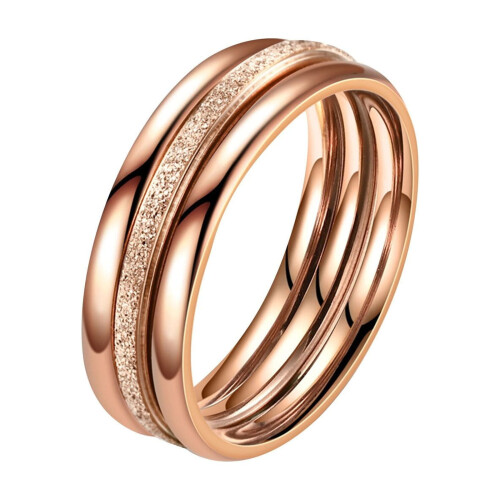 Stackable Wedding Band Set Titanium Frosted 3pcs
