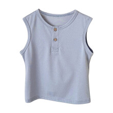 Cotton Sleeveless Tank Top for Little Girls with Buttons