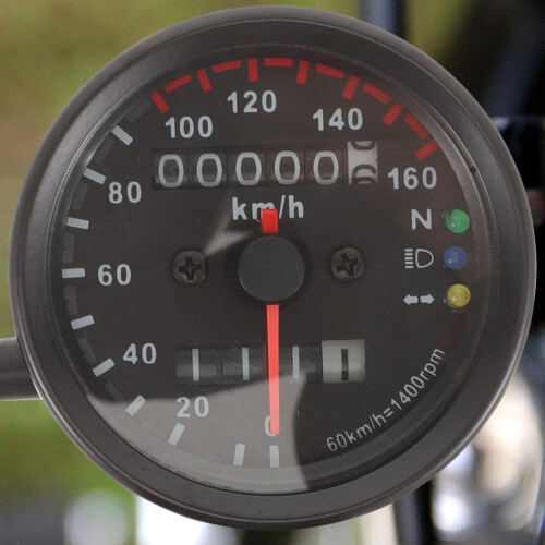 Motorcykel Speedometer Metal Sort Universal 1Pak 2