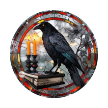 Décoration murale en acrylique représentant un corbeau pour Halloween