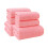 Solid Color Bath Towel Set Pink 6-Piece Cotton 1