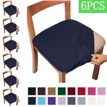 Housses de chaise de salle à manger en jacquard extensible bleu marine, lot de 6