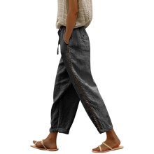 Women's Cotton Palazzo Pants High Waisted Wide Leg Gray