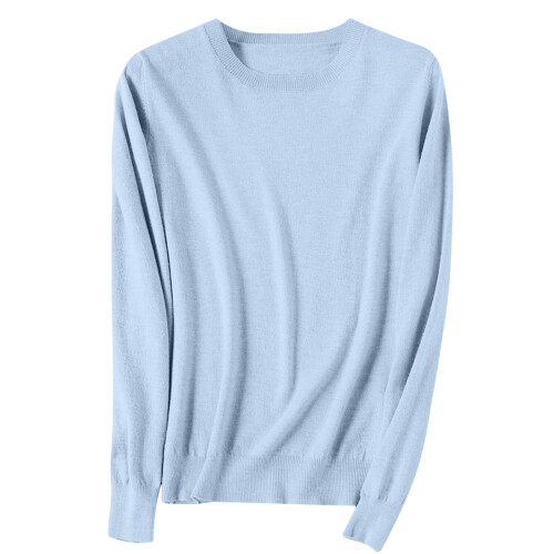 Women's Cotton Sweater Long-Sleeve Crewneck Solid Color