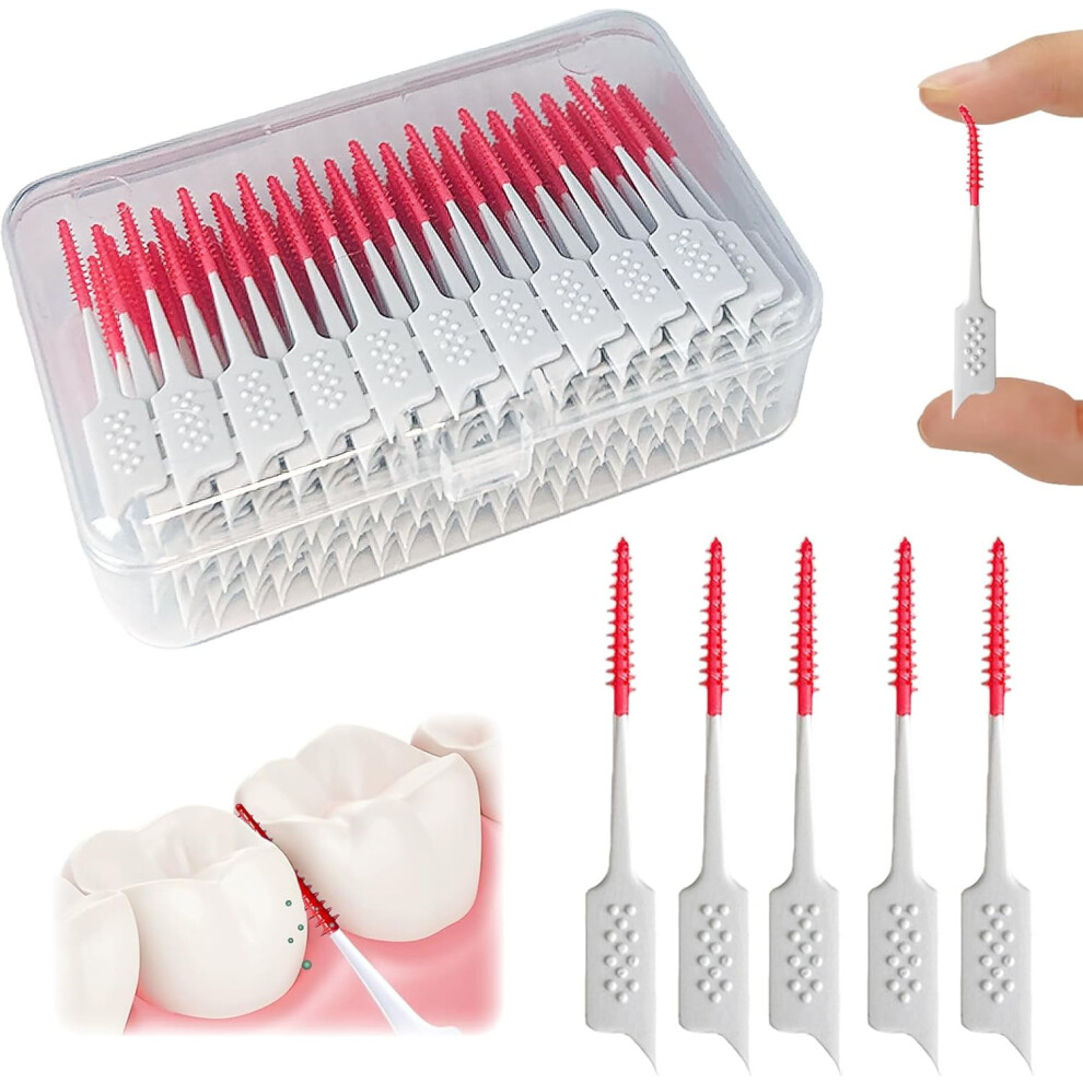 Dental Floss Picks with Soft Silicone Interdental Brushes