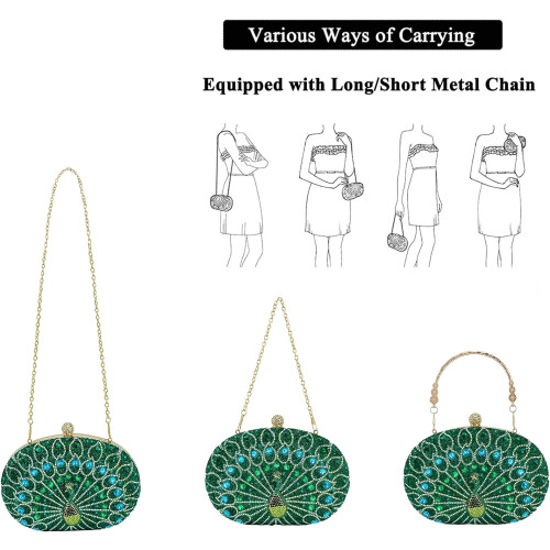 Γυναικεία vintage τσάντα clutch με χάντρες σε σχήμα παγωνιού, 1 τεμάχιο 2