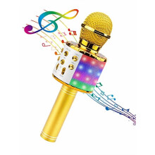 Wireless Karaoke Microphone with LED Lights 4-in-1 Gold