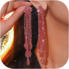 Boucles d'oreilles à pampilles en strass pour femmes, lustre en cristal 1