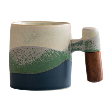 Tasse à expresso en céramique avec anse en bois, 60 ml