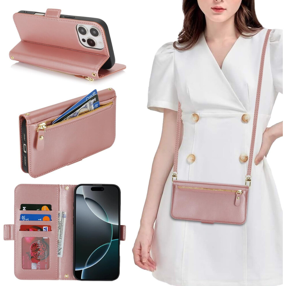 Iphone 16 Pro Wallet Case Pu Leather Flip Cover With Zipper 9122141690757