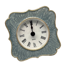 Horloge de bureau en métal à motif floral, style vintage élégant et silencieux