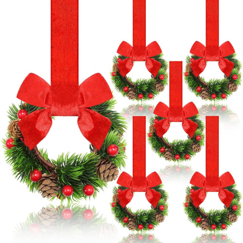 Mini julkransar med rosetter och kottar, 4 st
