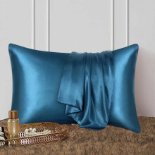 Taie d'oreiller en satin bleu foncé 51 x 76 cm (20 x 30 pouces) - Mélange de coton