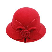 Vintage Cloche Hats Women's Imitation Wool 1920S Vintage Cloche Bucket Bowler Hat Fall Winter Flowers Felt Hats Small Top Hat (I,One Size)