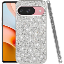 Google Pixel9 glitter stötsäkert skal Silver TPU/PC