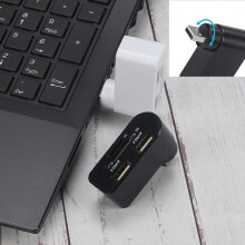 Hub rotatif USB 2.0 avec lecteur de cartes 4 en 1