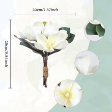Fleurs de magnolia blanches en soie avec tiges (4 pièces)