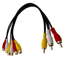 RCA Audio Video Cable 3 Male to 6 Female for DVD Players