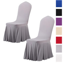 Housses de chaises de salle Ă manger grises avec jupe (lot de 2)